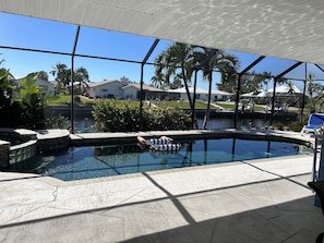 View of the pool area and canal