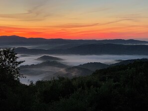 Our $1MM view from the Top Deck! Sunrise + Cloud Inversion + Valley View = Amazing Views of Mountains & Valley below. Actual iPhone photo with 0 Filter!