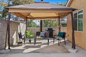 Relax and unwind under our outdoor gazebo tent and enjoy the scenic view of the surrounding area.