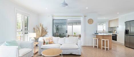 Open plan kitchen and living area