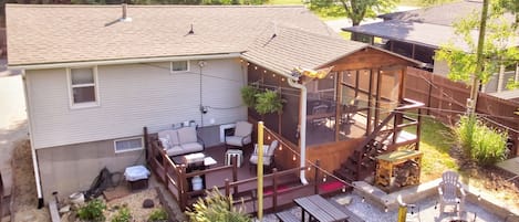 Two Decks, one Enclosed, Firepit Area