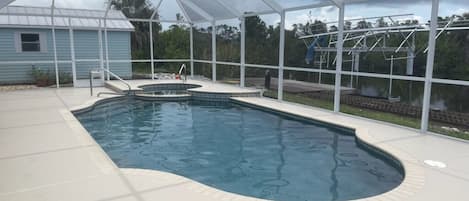 Awesome covered pool on the canal.   