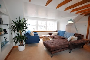 The sitting area on the top floor offers great sea views