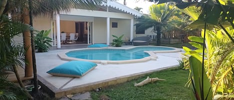 Piscine jacuzzi et jardin tropical