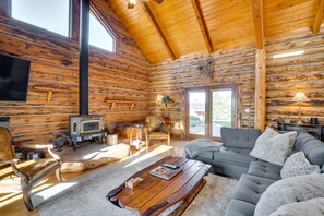 Living Room | Main Level | Wood-Burning Stove | Smart TV