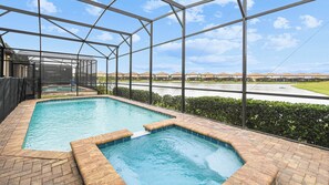 Private pool and spa with lake views—your oasis awaits!
