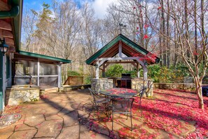 Back Patio with Covered Outdoor Gas Grill Pavilion