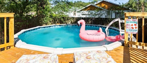 Float in the pool to relax