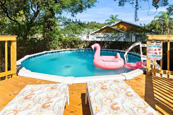 Float in the pool to relax