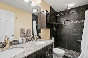 Downstairs slate bathroom