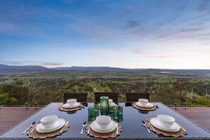 Outdoor dining table.