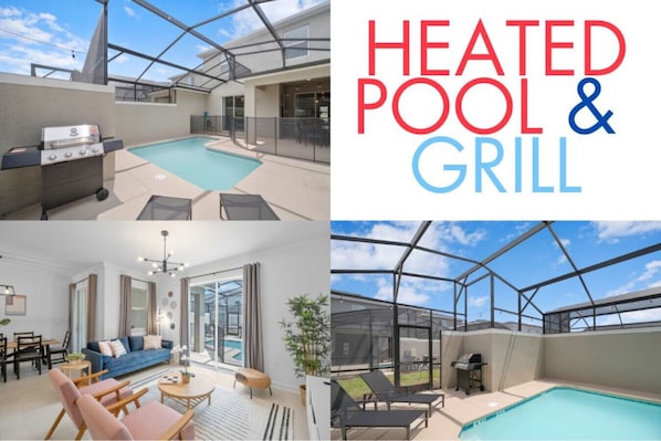 Heated Pool & Grill (Optional Service)#Disney #Parks #kingdom #springs #StoreyLake #Apartment #Vacation #Rental #waterpark #Kissimmee #Orlando #universal #citywalk