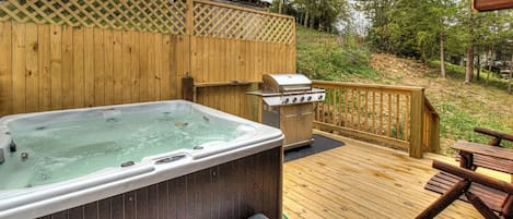 Relax in the hot tub after a fun day of adventure.