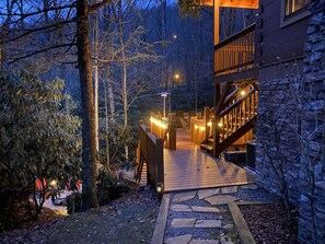 Side of Cabin - Walkway to Lower Deck and Upper Back Porch