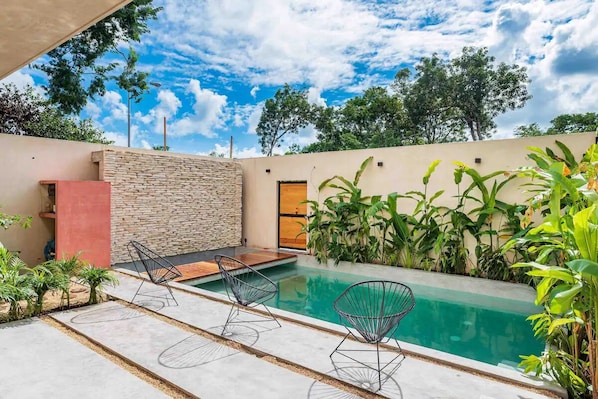 Roof garden w/ swimming pool & living area. All private for your exclusive use.