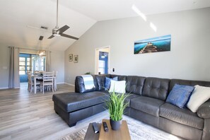 View  of the cozy living room from the entrance.