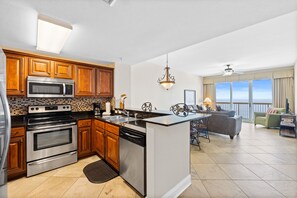 Step inside and immediately take in the stunning beauty of this unit and its breathtaking Gulf views.