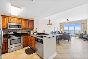 Step inside and immediately take in the stunning beauty of this unit and its breathtaking Gulf views.