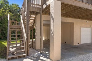 Stairs to the 3 BR, 2 BA Tarpon on stilts