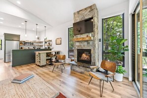 Upstairs living area, Dining, and Kitchen