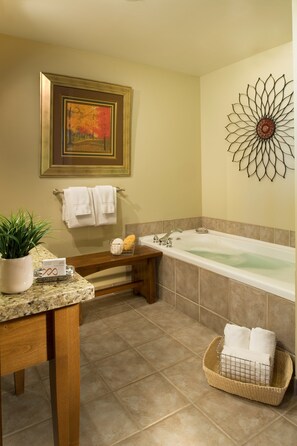 Get ready for the day in the modern and bright bathroom.