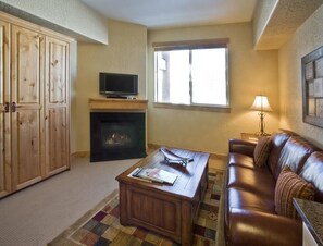 There is plenty of space in the studio, thanks to the murphy bed