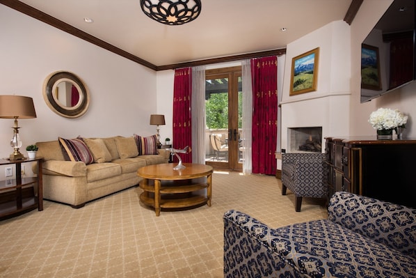 Unwind after a day on the mountain, and cozy up next to the fireplace, or watch a movie.