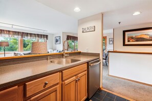 Spacious counter tops in the kitchen.