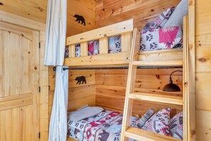 Brand New Bunk Room!  Twin XL bunks, Two built in Twin XL beds, curtains, lamps