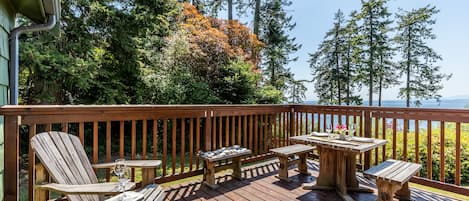 Enjoying both the view and the comfort of this balcony.