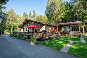 The gorgeous Chalet offers multiple patios and lounges. 