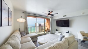 Living area with sofa bed