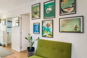 You will love the tastefully appointed furniture, modern art, and chic design of the living area.