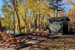 Relax with an outdoor fire by the river (Outdoor furniture available May through October.)