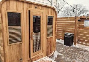 Relax in this beautiful cedar sauna.