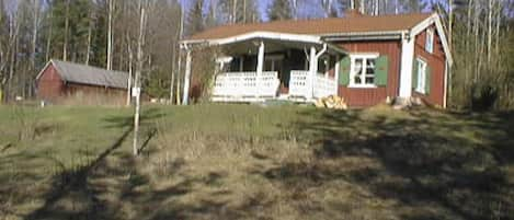 mountain hut in autumn holidays