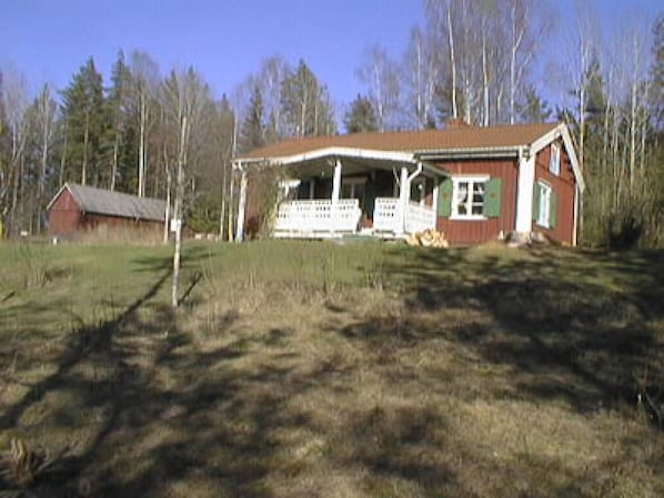 mountain hut in autumn holidays