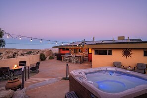Courtyard with fire table, BBQ and hot tub