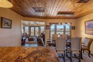 Living and dining rooms, from the bar top.