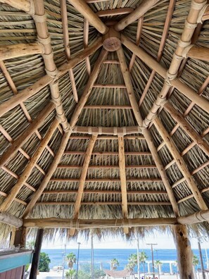 Admiring the sea of Cortez from the Hummingbird deck with the new palapa, right by your room 4