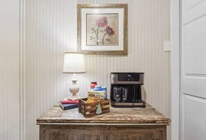 Coffee and Tea is important to get your day started.  Coffee maker is a combo with drip coffee and K-Cup capable options.