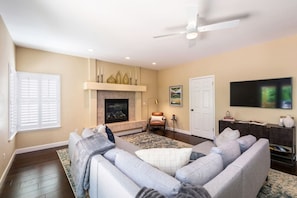 Cozy up on the couch to watch a movie or to play a game with friends and family!
