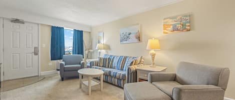 Living Area with Queen Sleeper Sofa
