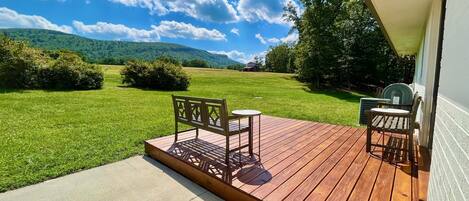 Back deck with view of Hanging Rock