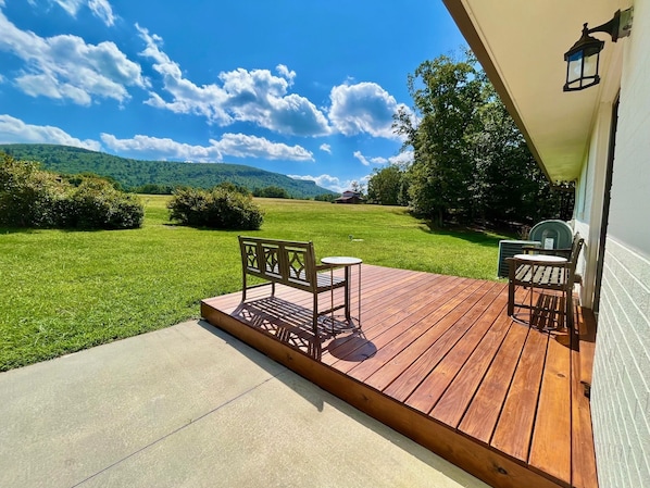 Back deck with view of Hanging Rock