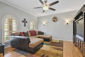 smaller TV room, sectional (can be used for sleep)