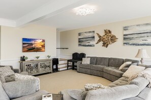 Comfortable Living Room with large Smart TV