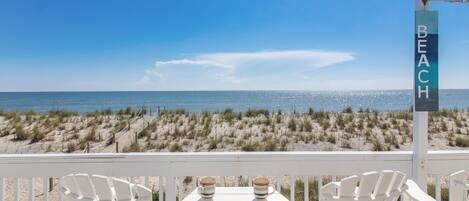 Enjoy your morning coffee looking over the dune to the gorgeous ocean