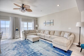Living Room with Ocean Front Balcony View