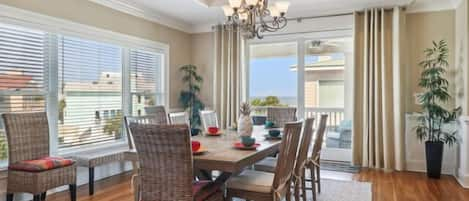 With beach views, the dining table seats 10 comfortably!